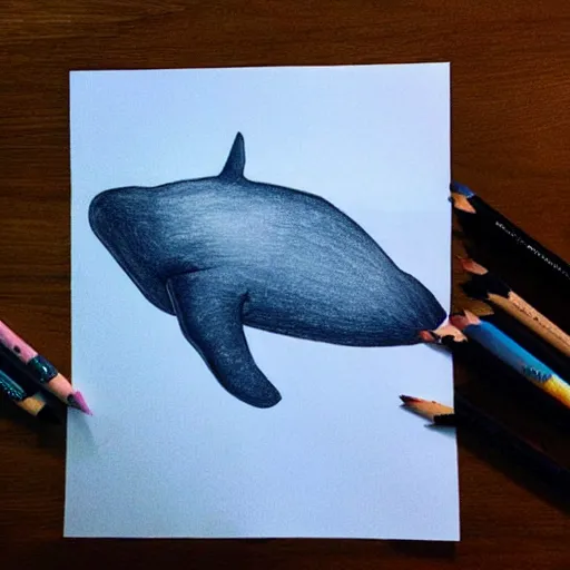 Image similar to “drawing of a flying whale by devin elle kurtz”