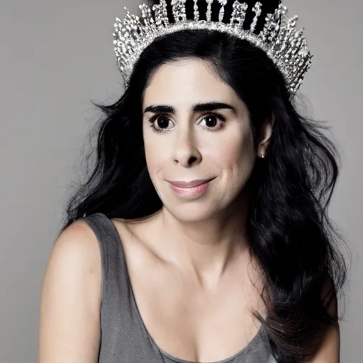 Prompt: portrait sarah silverman wearing a crown, 4 k, detailed