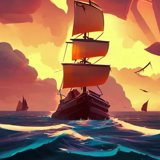 Image similar to painting treasure on sea of thieves game smooth median photoshop filter cutout vector, behance hd by jesper ejsing, by rhads, makoto shinkai and lois van baarle, ilya kuvshinov, rossdraws global illumination