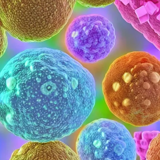 Image similar to 3d render cells showing cancer in a science paper, cell journal, cell biology, nature journal, science