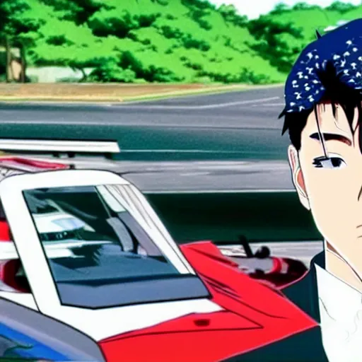 Prompt: biden initial d drift, anime