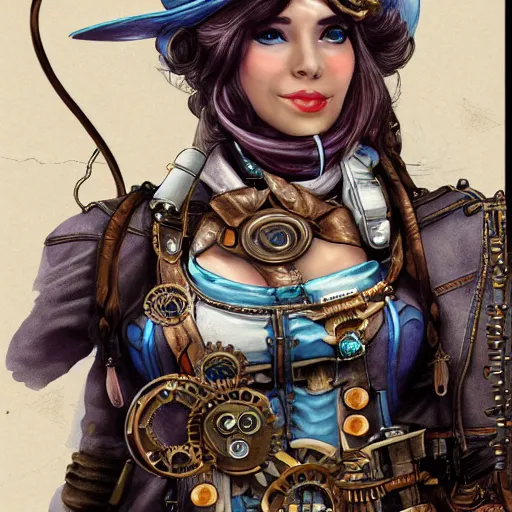 Image similar to female steampunk artificer, hyper detailed