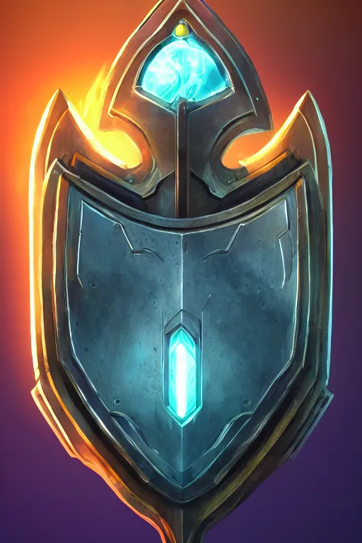 Image similar to shield fantasy epic legends game icon stylized digital illustration radiating a glowing aura global illumination ray tracing hdr fanart arstation by ian pesty and katarzyna da „ bek - chmiel