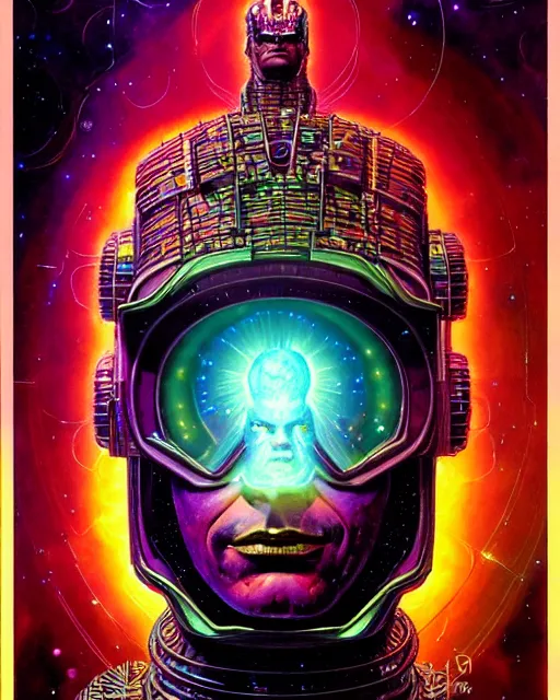 Image similar to galactus, character portrait, portrait, close up, concept art, glow, intricate details, highly detailed, vintage sci - fi poster, in the style of chris foss, rodger dean, moebius, michael whelan, and gustave dore