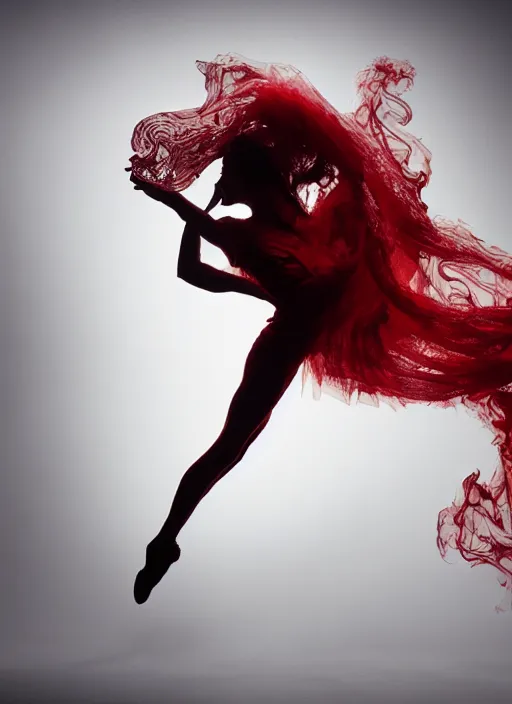 Prompt: a Photorealistic dramatic hyperrealistic render of a glamorous beautiful Lovecraftian monster smoke dancer wearing red by Ken Brower and Deborah Ory of NYC Dance project,Lois Greenfield,Flowing cloth and smoke,Beautiful dynamic dramatic dark moody lighting,volumetric,shadows,cinematic atmosphere,Octane render,8K