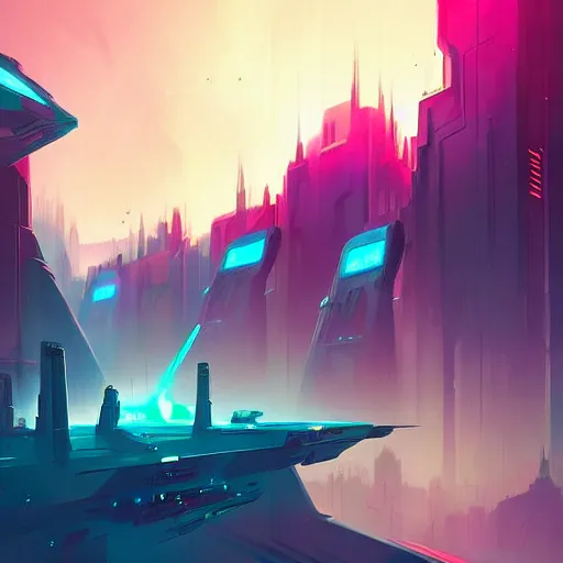 Image similar to star wars concept art, scenic environment, cyberpunk style, artwork by anton fadeev
