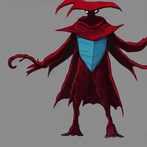 Prompt: concept art character with a vampire squid head and cape that is tall and thin character sheets that focuses on an ocean setting with help from lead artist Andy Suriano for a new episode of rise of the teenage mutant ninja turtles on nickelodeon that is trending on art station comic book dots with chromatic aberration