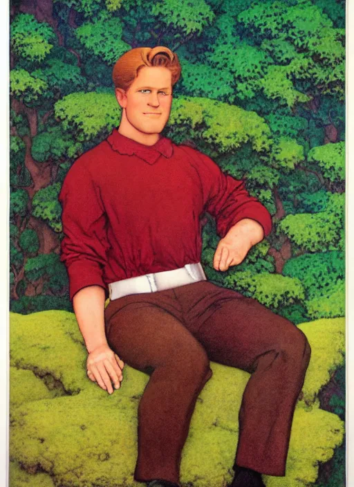 Prompt: realistic portrait of troy mcclure, detailed art by maxfield parrish and jessie willcox smith, illustration style, brandywine school, acrylic paints