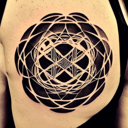 Prompt: tattoo stencil of sacred geometry, artesobscurae, instagram, pinterest, very detailed, thick