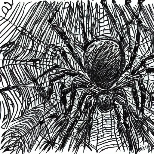 Prompt: the spiders were busy while you slept, sketchy style, ultradetailed