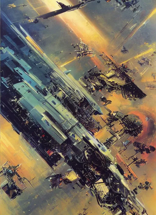 Image similar to spacious bg. simple. masterpiece book cover illustration by the great famous sci - fi artist john berkey.