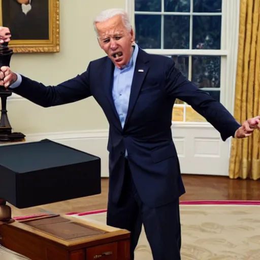 Image similar to Picture of Joe Biden angrily throwing his Gamecube controller at the ground