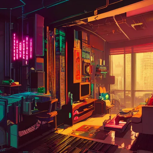 the cyberpunk apartment, render, octane, 4k, highly | Stable Diffusion