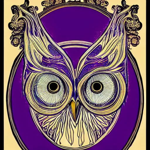 Image similar to Owl head in the style of art nouveau, detailed, hyper-detailed, fractals