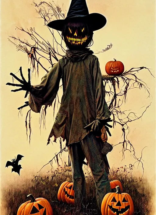 Prompt: halloween scarecrow by chiara bautista and beksinski and norman rockwell and greg rutkowski weta studio, and lucasfilm