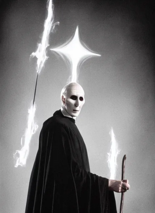 Prompt: Christopher Lee as Voldemort