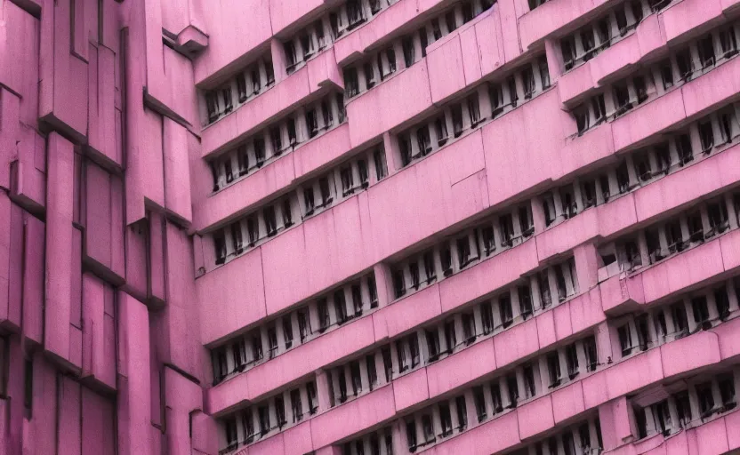 Image similar to pink brutalist building in the style of Blade Runner 2048