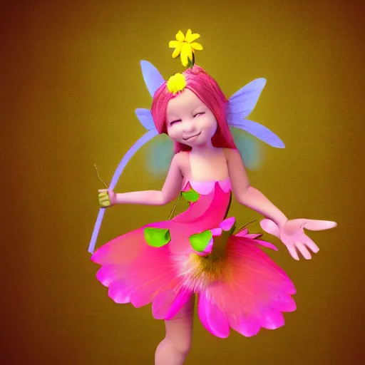 Image similar to 3 d render of a cute flower fairy