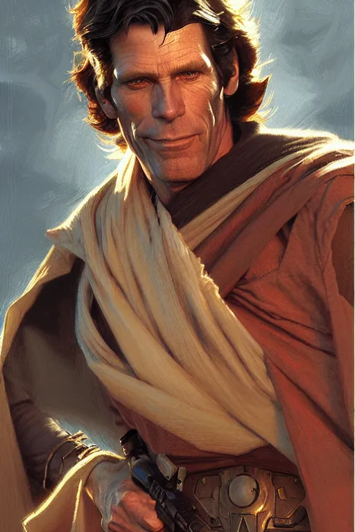 Prompt: detailed portrait of a kevin conroy dressed as jedi, painting by gaston bussiere, craig mullins, j. c. leyendecker