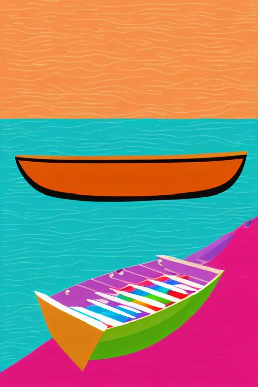 Prompt: minimalist boho style art of colorful rowing boat, illustration, vector art