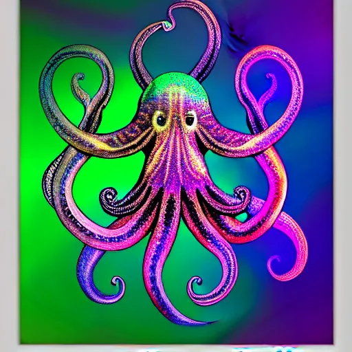 Image similar to a dramatic and beautiful digital matte painting of large iridescent octopus with legs made of fractal celtic knots, trending on cgartist, hi-fructose, mandala, string wall art, ultra detailed 8k