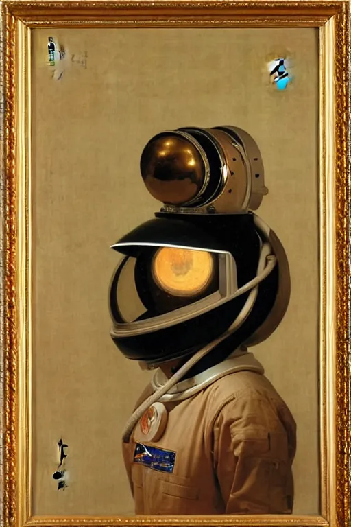 Prompt: portrait of a astronaut in astronaut helmets, chinese meticulous painting, by bouguereau