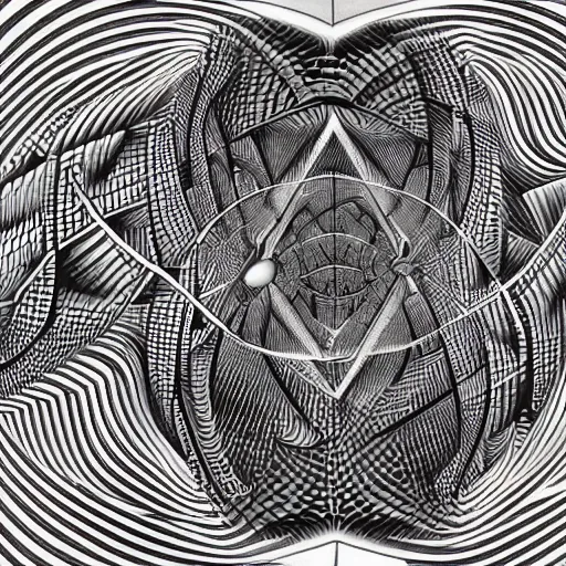 Prompt: alex grey mixed with mc escher