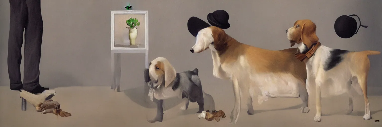 Prompt: dog painting magritte