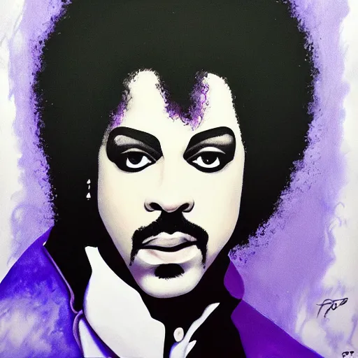 Prompt: Portrait of Prince in Purple Rain by Gustavo Dore