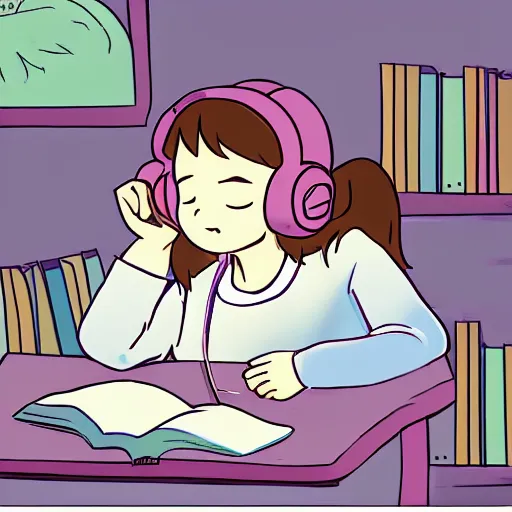 Prompt: lofi girl from lofi beats to study and relax to