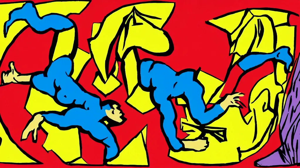 Prompt: shirtless man cartwheel, pop art style