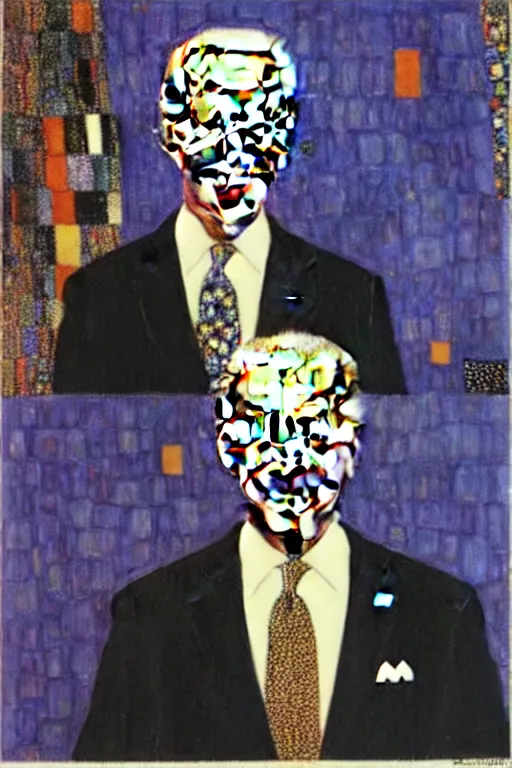 Image similar to joe biden, painting by gustav klimt