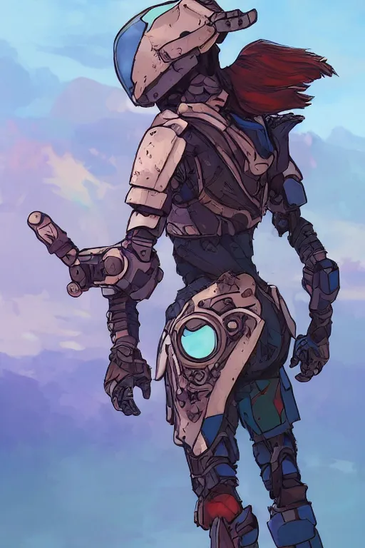 Image similar to combination suit armor aloy horizon forbidden west horizon zero dawn robot ninja mask helmet backpack tribal, art gta 5 comics, official fanart behance hd artstation by jesper ejsing, by rhads, makoto shinkai and lois van baarle, ilya kuvshinov, ossdraws radiating a glowing aura cgi rtx 2 0 2 2