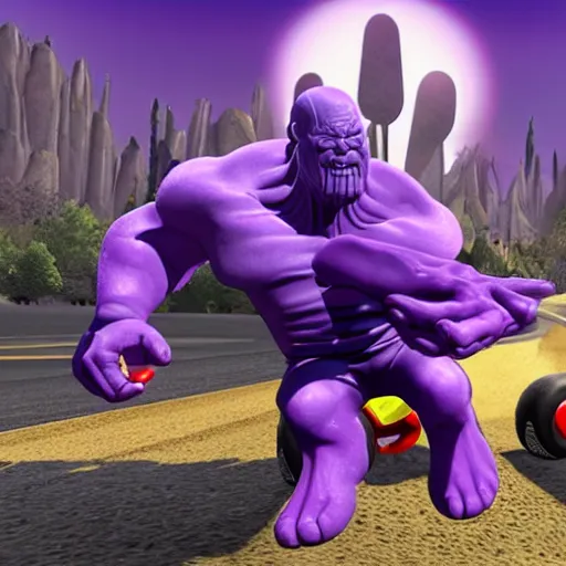 Image similar to Thanos is a character in Kart Tour game, screenshot gameplay,