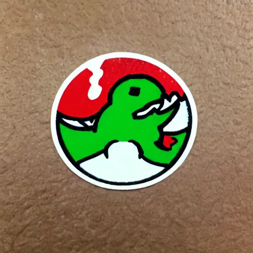 Image similar to symmetrical die cut sticker, yoshi from yoshi's island