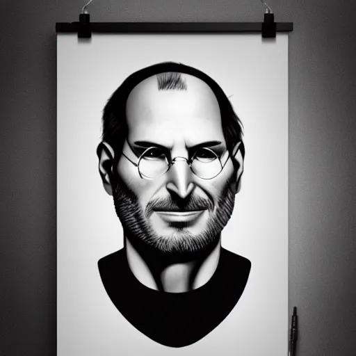 Prompt: steve jobs airbrushed 1 9 8 0 s retro band poster, artstation, ambient occlusion.