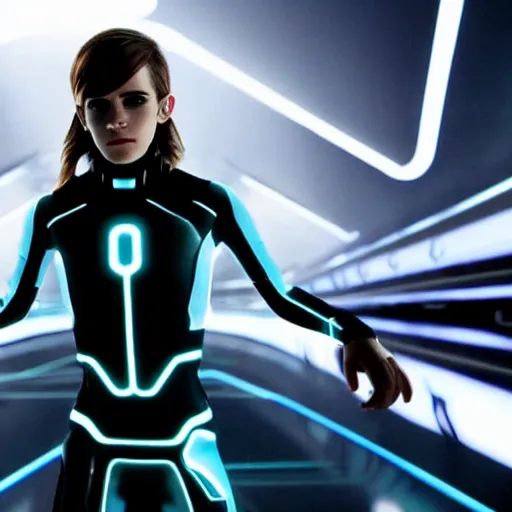 Image similar to movie still of emma watson in tron : legacy ( 2 0 1 0 )