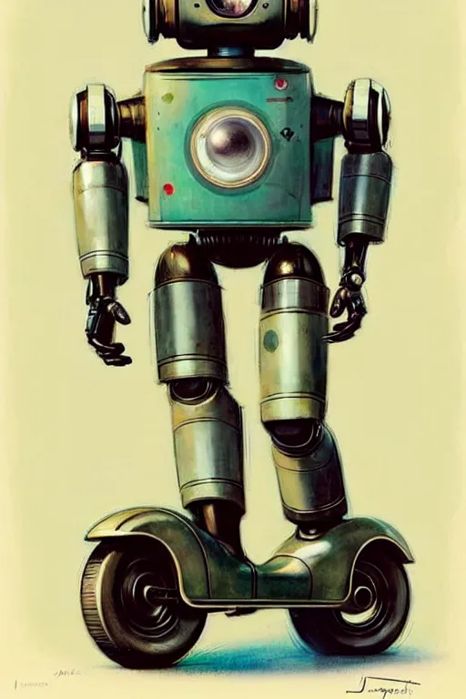 Image similar to ( ( ( ( ( 1 9 5 0 s retro future android robot scooter. muted colors., ) ) ) ) ) by jean - baptiste monge,!!!!!!!!!!!!!!!!!!!!!!!!!