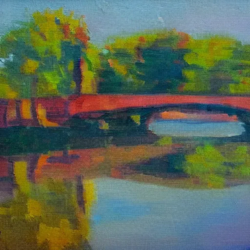 Prompt: a floating bridge impressionist painting