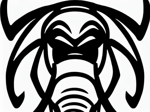 Image similar to stylized angry energetic dynamic simple wooly mammoth!!! sports logo!!! black and white logo inspiration
