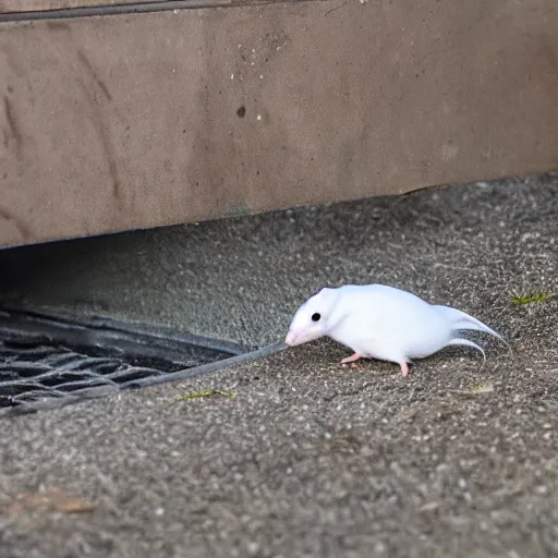 Prompt: elusive white drain rat in the drain pipes