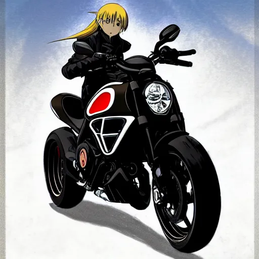 Prompt: anime art vehicle concept art, anime key visual of ducati diavel, at a city street, trending on pixiv fanbox, studio ghibli, extremely high quality artwork