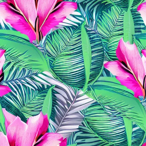 Image similar to exquisite fresh tropical print with beautiful and high resolution elements developed into seamless patterns