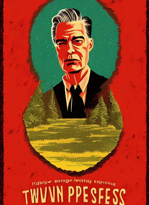 Image similar to twin peaks movie poster art by adam simpson