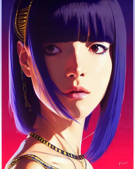 Image similar to portrait of cleopatra | | very very anime!!!, fine - face, audrey plaza, realistic shaded perfect face, fine details. anime. realistic shaded beautiful lighting poster by ilya kuvshinov katsuhiro otomo ghost - in - the - shell, magali villeneuve, artgerm, jeremy lipkin and michael garmash and rob rey