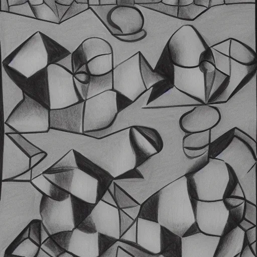 Image similar to mc esher charcoal drawing of tessellation of robots