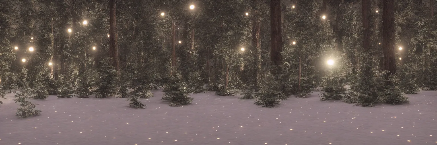 Image similar to forest at night with little bright stars on the floor, 8k, unreal engine, ultra realistic, octane render