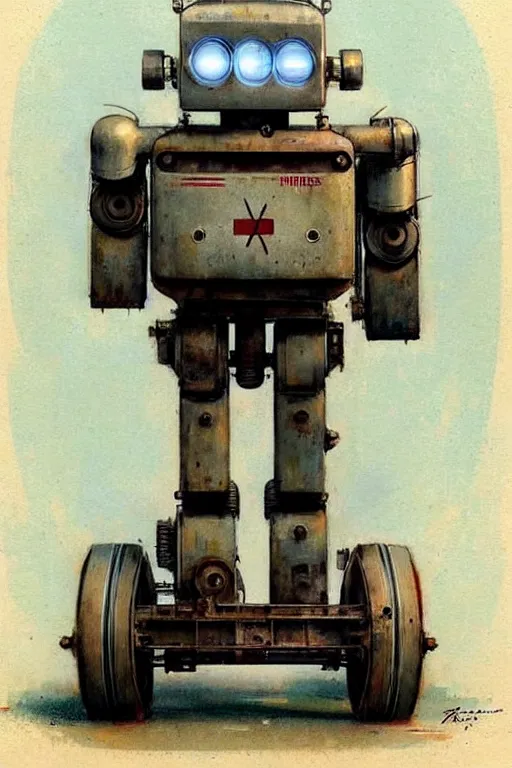 Image similar to ( ( ( ( ( 1 9 5 0 s retro future android robot tractor. muted colors., ) ) ) ) ) by jean - baptiste monge,!!!!!!!!!!!!!!!!!!!!!!!!!