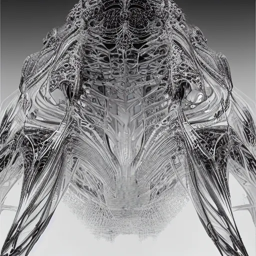 Image similar to cyberpunk irradiance by zaha hadid, iris van herpen and rick owens. highly detailed, hyper - real, very beautiful, intricate fractal details, very complex, opulent, epic, mysterious, polished, futuristic design, trending on deviantart and artstation