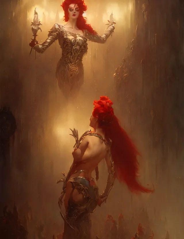 Image similar to queen of hearts, the dark fantasy of gaston bussiere, bayard wu, greg rutkowski, giger, maxim verekhin hyperdetalized, artstation, cgsociety, volumetric dynamic lighting, highly detailed, cinematic lighting